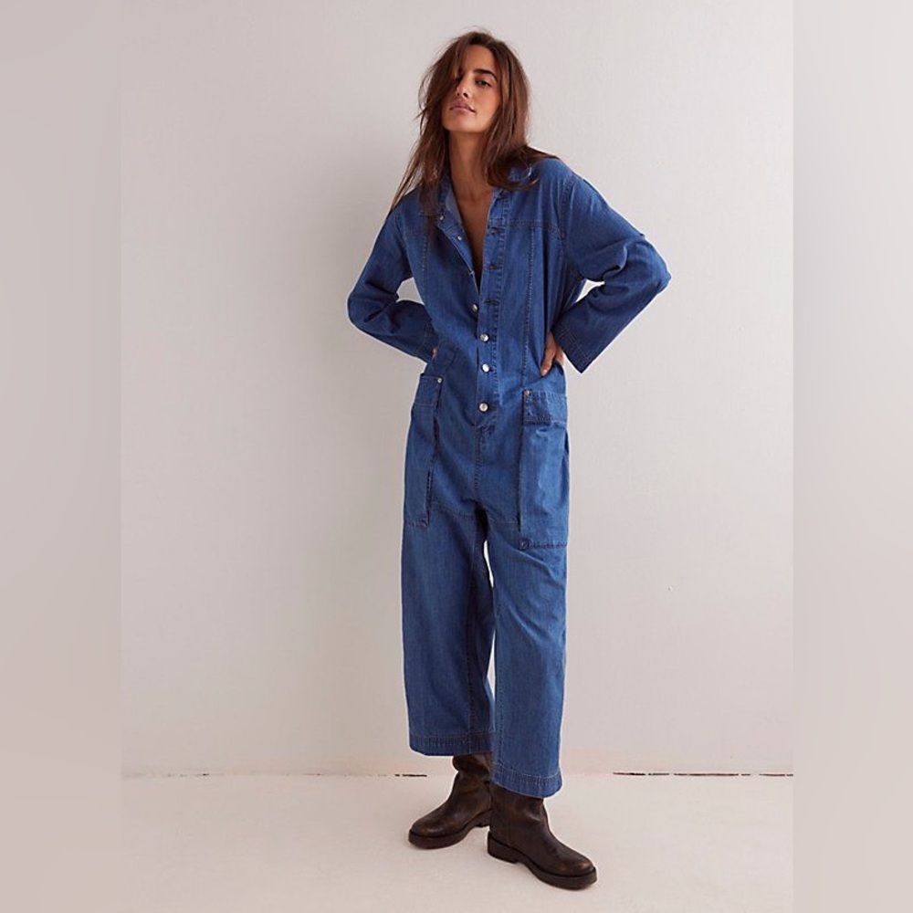 NWOT Free People We The Free Margarita Denim Jumpsuit